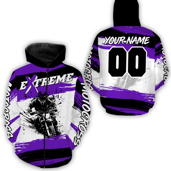 Custom Purple Motocross Racing Hoodie Jersey for Biker Men Women Dirt Bike Hoodie Zip MH60