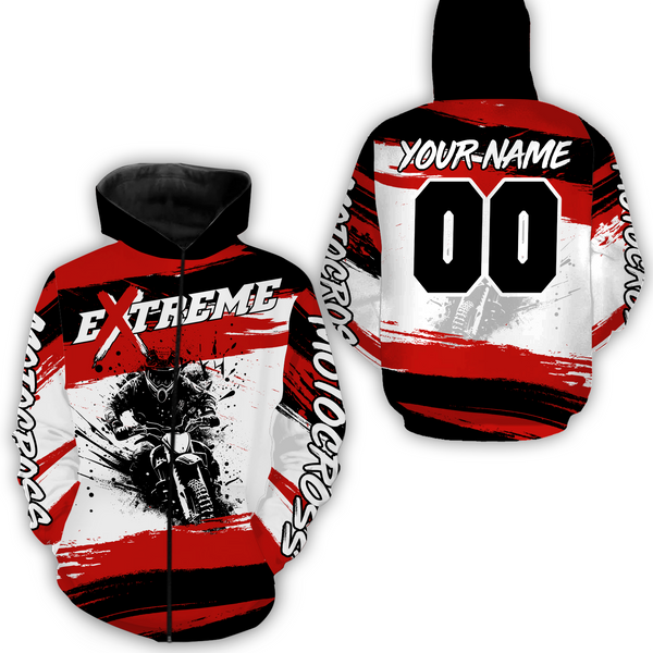 Custom Red Motocross Racing Hoodie Jersey for Biker Men Women Dirt Bike Hoodie Zip MH60