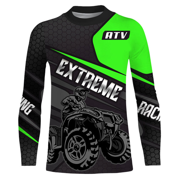 ATV Quad Racing Jersey Kid Men Women Upf30+ Green Quad Bike Shirt ATV Motocross MX57