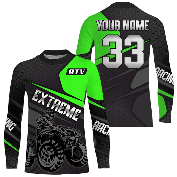 ATV Quad Racing Jersey Kid Men Women Upf30+ Green Quad Bike Shirt ATV Motocross MX57