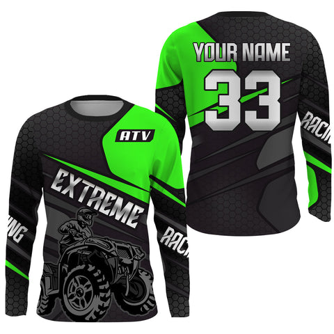 ATV Quad Racing Jersey Kid Men Women Upf30+ Green Quad Bike Shirt ATV Motocross MX57