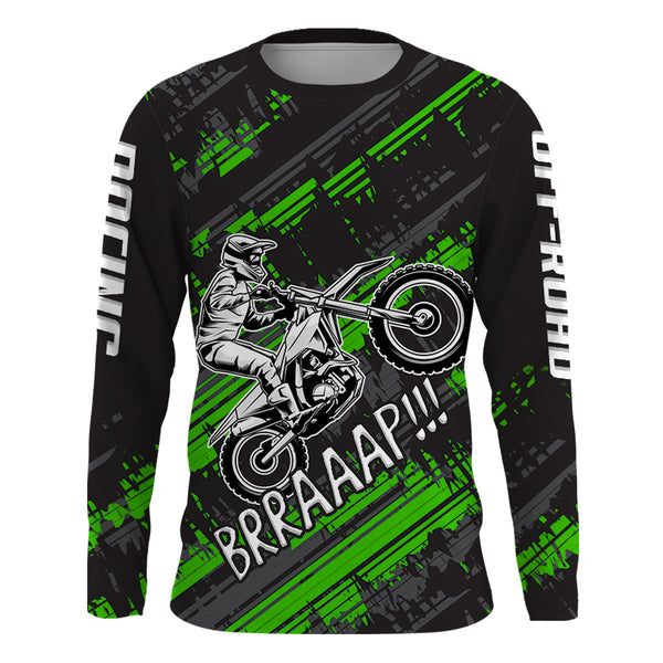 Kid Men Motocross Jersey Personalized Upf30+ Green Dirt Bike Shirt MX Racing Jersey XM231