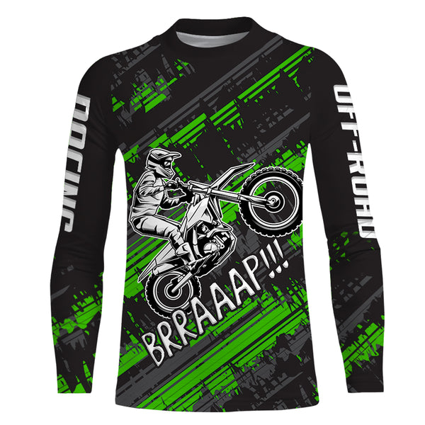 Kid Men Motocross Jersey Personalized Upf30+ Green Dirt Bike Shirt MX Racing Jersey XM231