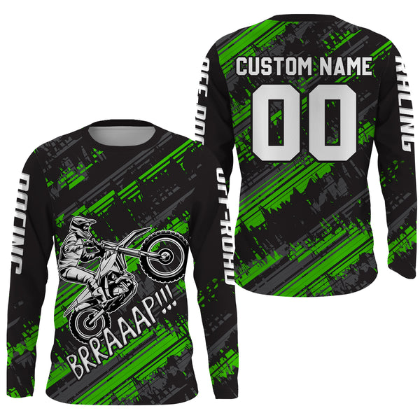 Kid Men Motocross Jersey Personalized Upf30+ Green Dirt Bike Shirt MX Racing Jersey XM231