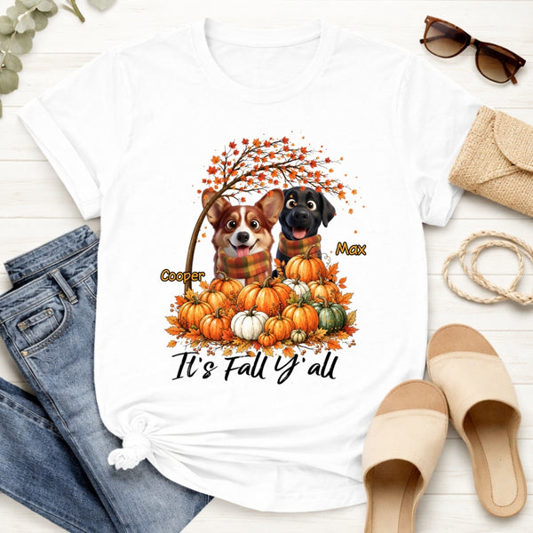 It's Fall Y'all Custom Dogs Autumn T-shirt for Dog Mom Dog Dad FSDM66