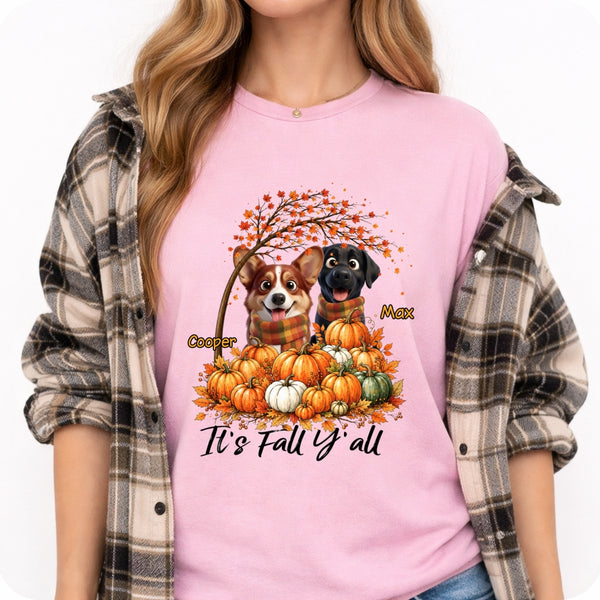 It's Fall Y'all Custom Dogs Autumn T-shirt for Dog Mom Dog Dad FSDM66