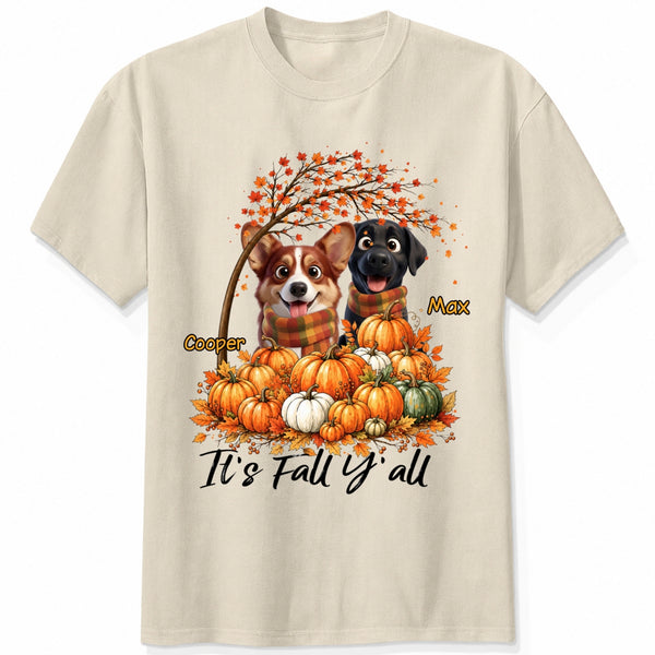 It's Fall Y'all Custom Dogs Autumn T-shirt for Dog Mom Dog Dad FSDM66