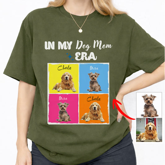 Funny In My Dog Mom Era Custom Dog Photos and Names T-shirt, Gift for Dog Mom FSD4815