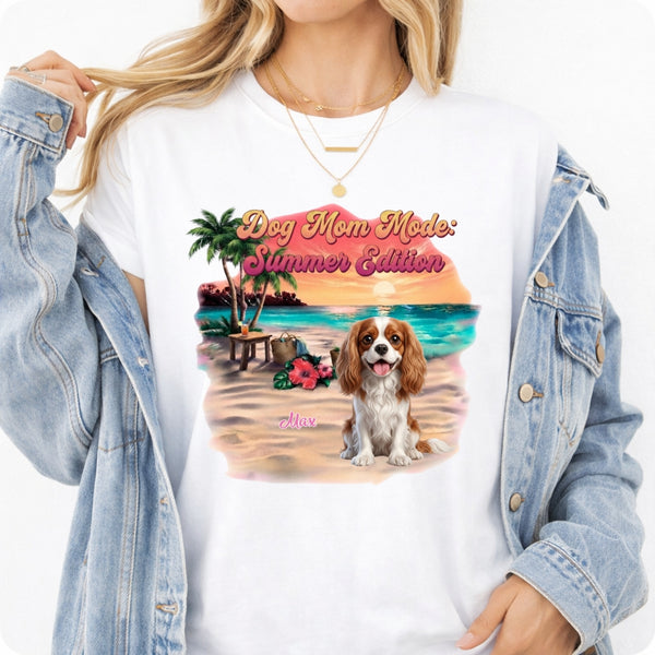 Dog Mom Summer Edition Custom Personalized Dogs T-shirt Gift for Dog Mom FSDM40