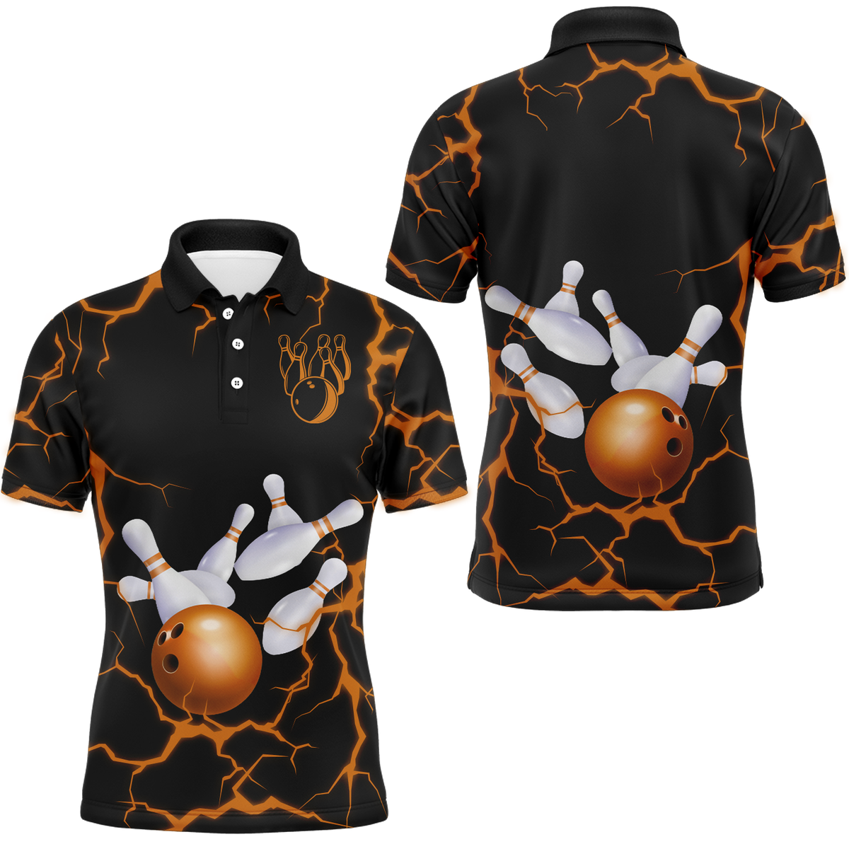 Personalisiertes 3D Herren-Bowlingteam Trikot Bowlinghemd Amerikanisches Bowling-Poloshirt QZT33