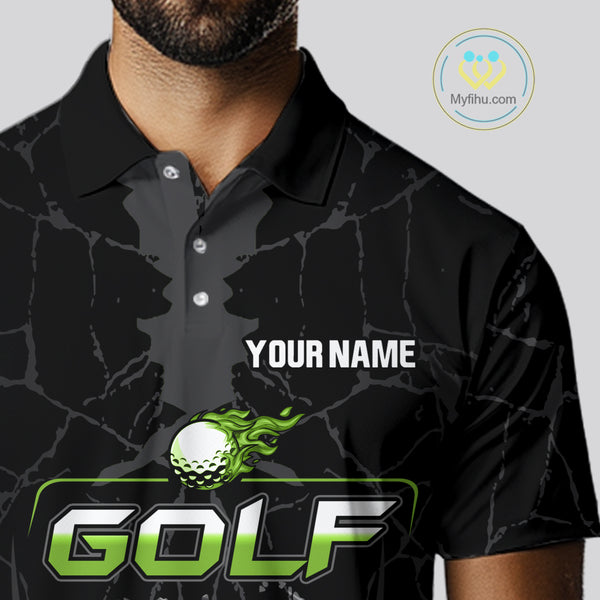 Black Camo Mens golf polo shirts custom golf attire for mens, golfing gifts | Green NQS9995