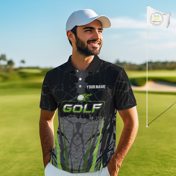 Black Camo Mens golf polo shirts custom golf attire for mens, golfing gifts | Green NQS9995