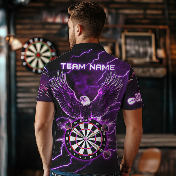 Personalized Thunder Lightning Eagle Purple Darts Shirt Polo & Quarter Zip For Men Dart Team Jersey TDM3578