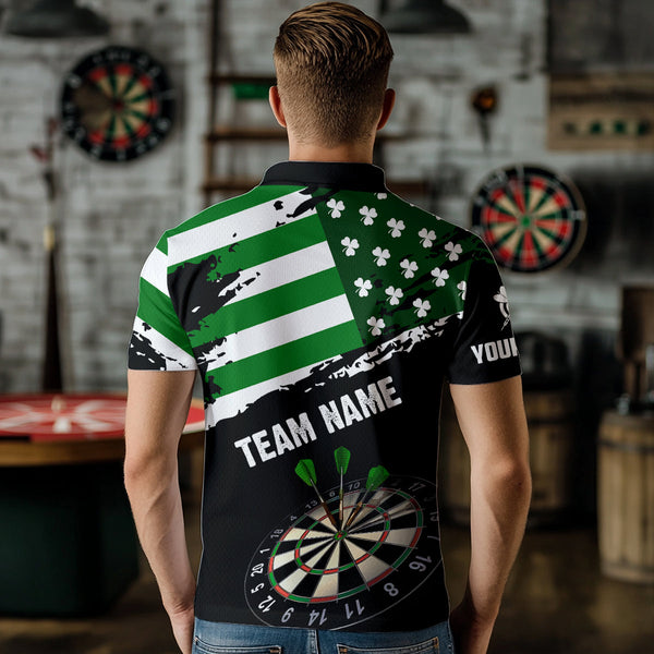 Personalized US Flag St Patrick Day Dart Shirts For Men Custom Patriotic Shamrock Darts Jerseys TDM3643