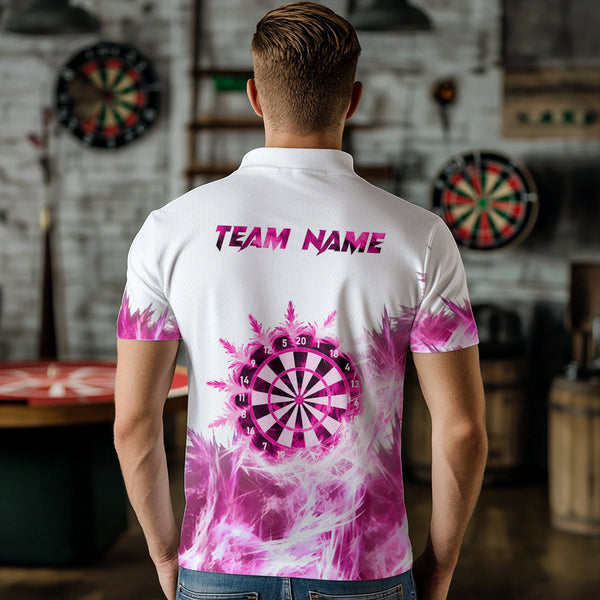 Pink Icy Light White Darts Polo & Quarter Zip Custom Dart Shirts For Men Team Darts Jerseys TDM3683