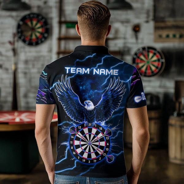 Personalized Thunder Lightning Eagle Blue Darts Shirt Polo & Quarter Zip For Men Dart Team Jersey TDM3580