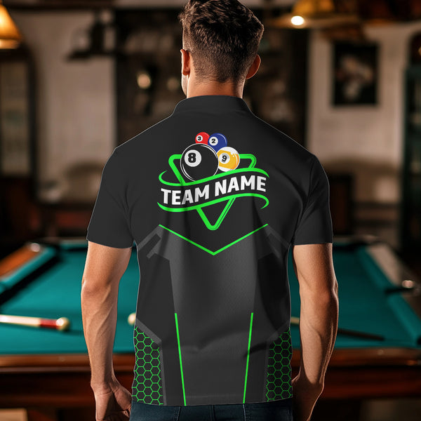 Personalized Billiard 8 Ball & 9 Ball Pool Polo, 1/4 Zip For Men Custom Team Billiard Jersey |Green TDM3581