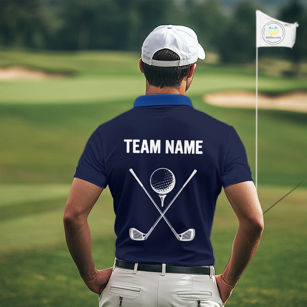 Blue Pattern Mens Golf polo shirts custom Team name golf outfit for men, unique golf gifts NQS9874