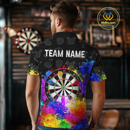 Funny Dartboard Colorful Grunge Dart Shirts For Men | Darts Team Jerseys – Polo & Quarter Zip TDM3964