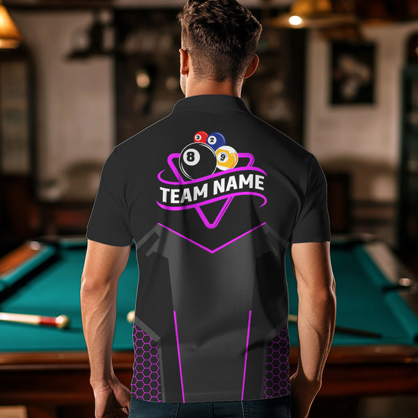 Personalized Billiard 8 Ball & 9 Ball Pool Polo, 1/4 Zip For Men Custom Team Billiard Jersey|Purple TDM3582