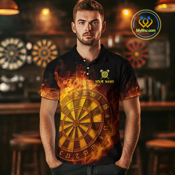 Personalized 3D Orange Dartboard Dragon Flame Dart Shirts For Men Custom Darts Team Jerseys TDM4069