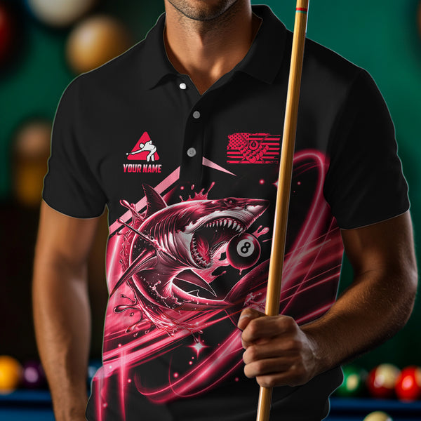 Red 8 Ball Pool Billiard Shark Polo & Quarter Zip For Men Custom Team League Billiard Jersey TDM3731