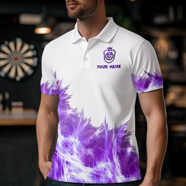 Purple Icy Light White Darts Polo & Quarter Zip Custom Dart Shirts For Men Team Darts Jerseys TDM3684