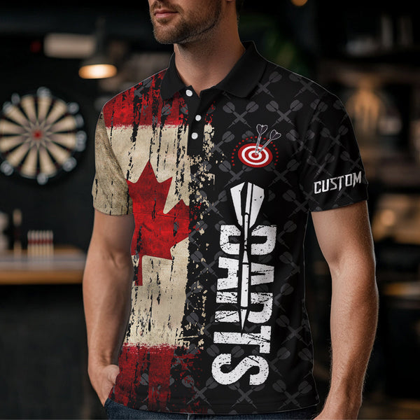 Grunge Vintage Canada Flag Custom Retro Dart Shirts For Men, Pride Team Patriotic Dart Jerseys TDM3691