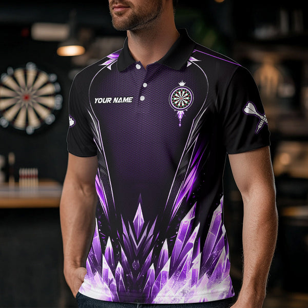 Personalized Purple Icy Dartboard Custom Darts Polo & Quarter Zip For Men, Team Dart Jersey Outfit TDM3671