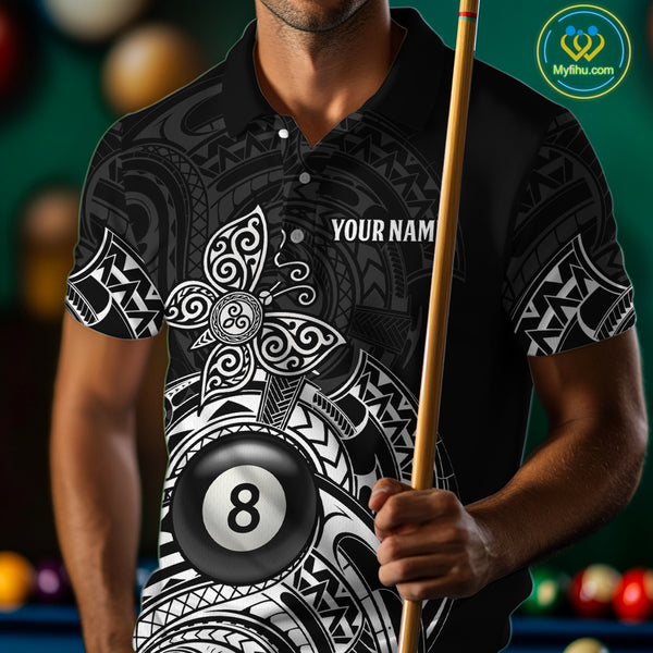Custom White Black Tribal Butterfly Billiard Shirts For Men | 8 Ball Pool Team Jerseys TDM3987