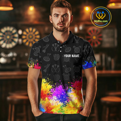 Funny Dartboard Colorful Grunge Dart Shirts For Men | Darts Team Jerseys – Polo & Quarter Zip TDM3964