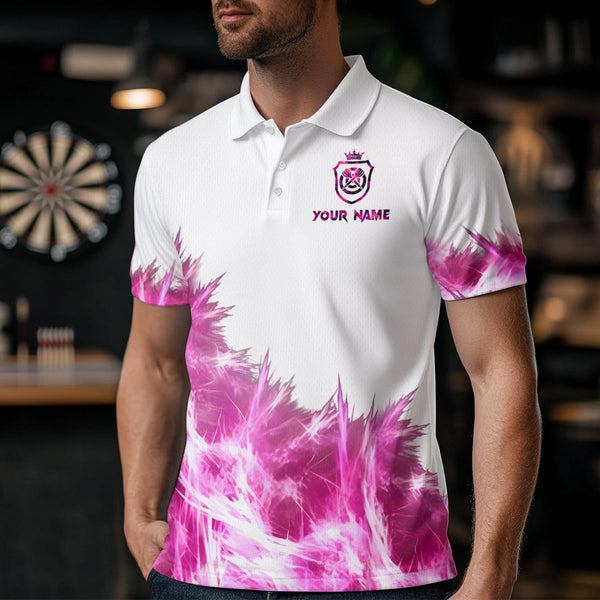 Pink Icy Light White Darts Polo & Quarter Zip Custom Dart Shirts For Men Team Darts Jerseys TDM3683