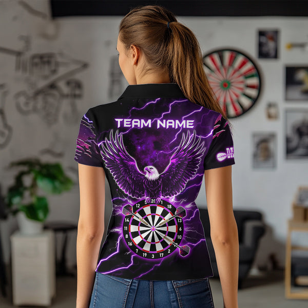 Personalized Thunder Lightning Eagle Purple Darts Shirt Polo & Quarter Zip For Women Dart Team Jersey TDM3578