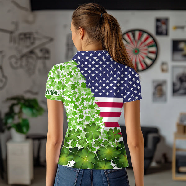 American flag St Patrick day shamrock pattern custom St Patrick Team Darts Shirts For Women NQS9582