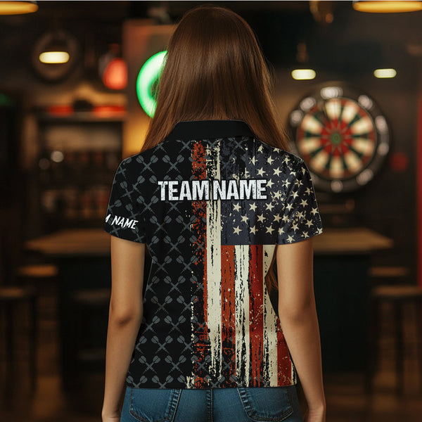 Vintage American Flag Darts Shirt For Women Custom Darts Jersey Pocket Option TDM3516