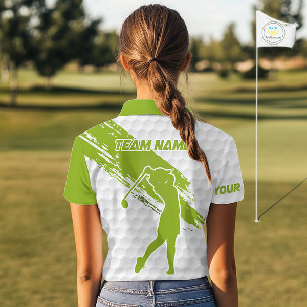 Green and White golf ball pattern Women golf polo shirts custom team womens golf clothes NQS9974