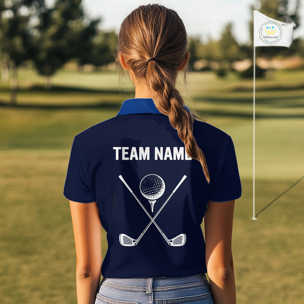 Blue Pattern Women Golf polo shirts custom Team name golf outfit for ladies, unique golf gifts NQS9874