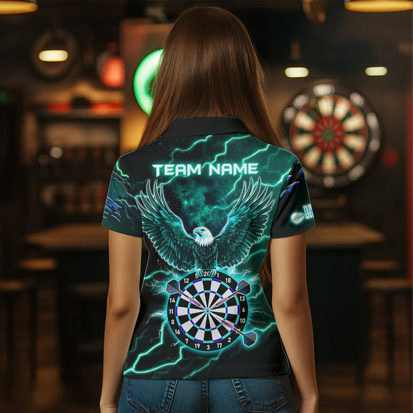 Personalized Thunder Lightning Eagle Turquoise Darts Shirt Polo & Quarter Zip For Women Dart Jerseys TDM3579
