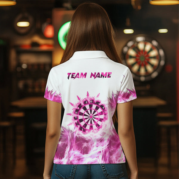 Pink Icy Light White Darts Polo & Quarter Zip Custom Dart Shirts For Women Team Darts Jerseys  TDM3683