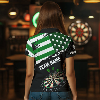 Personalized US Flag St Patrick Day Dart Shirts For Women Custom Patriotic Shamrock Darts Jerseys TDM3643