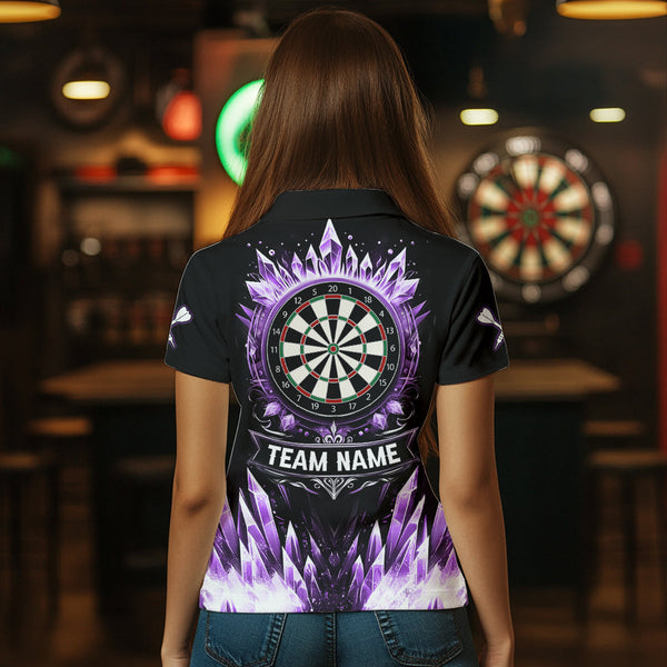 Personalized Purple Icy Dartboard Custom Darts Polo & Quarter Zip For Women, Team Dart Jersey Outfit TDM3671
