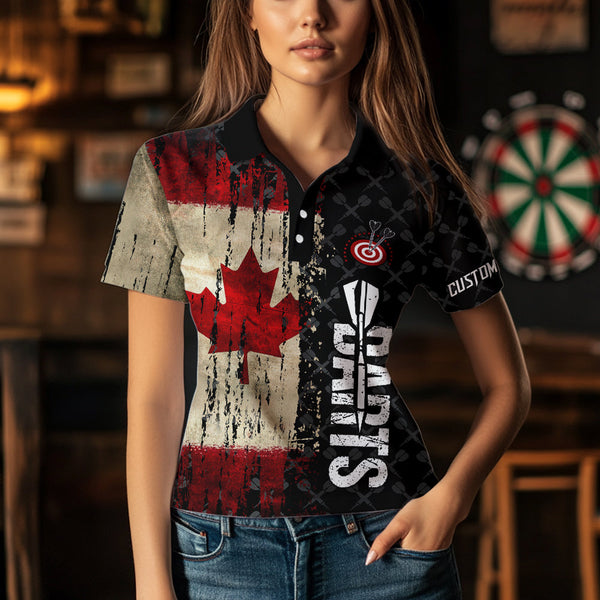 Grunge Vintage Canada Flag Custom Retro Dart Shirts For Women, Pride Team Patriotic Dart Jerseys TDM3691