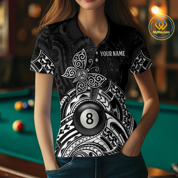 Custom White Black Tribal Butterfly Billiard Shirts For Women | 8 Ball Pool Team Jerseys TDM3987