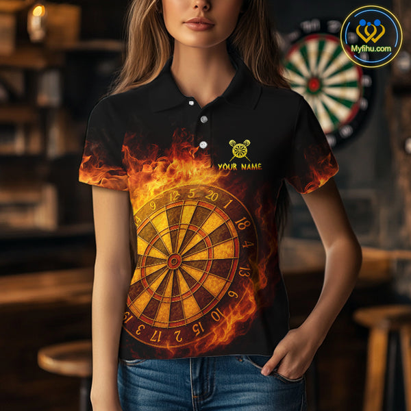 Personalized 3D Orange Dartboard Dragon Flame Dart Shirts For Women Custom Darts Team Jerseys TDM4069