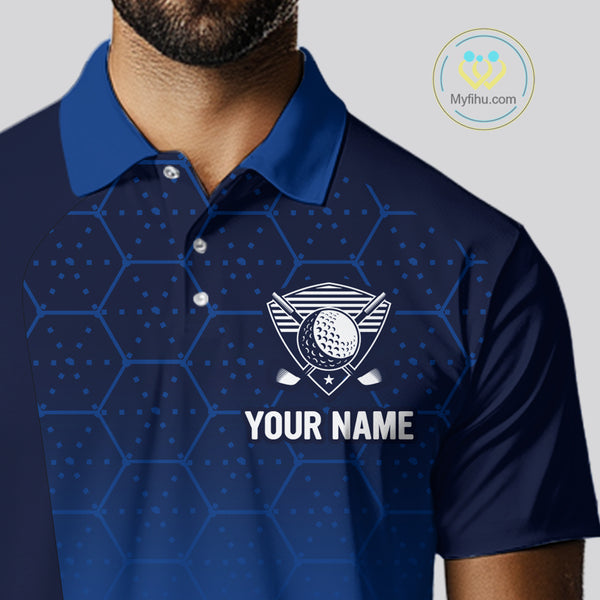 Blue Pattern Mens Golf polo shirts custom Team name golf outfit for men, unique golf gifts NQS9874
