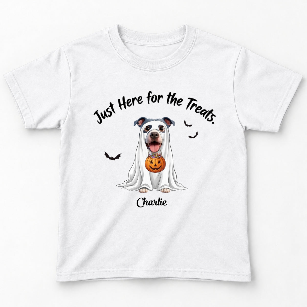 Funny Just Here for the Treats Halloween Custom Dogs Standard Youth T-Shirt FSDM100