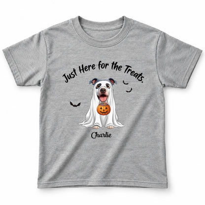 Funny Just Here for the Treats Halloween Custom Dogs Standard Youth T-Shirt FSDM100
