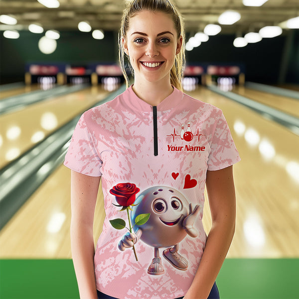 Custom Bowling Shirt for Couples 1/4 Zip Bowling Shirts Sympathy Shirt for Men Women QZT610