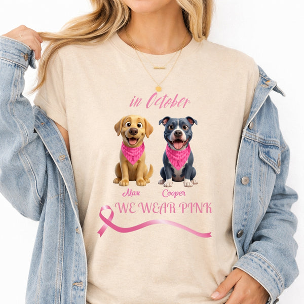 Breast Cancer Awareness In October We Wear Pink Custom Dogs Unisex T-shirt FSDM39