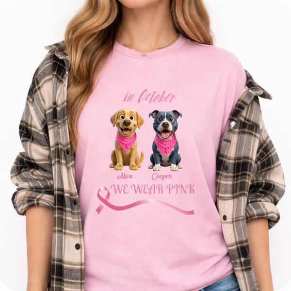 Breast Cancer Awareness In October We Wear Pink Custom Dogs Unisex T-shirt FSDM39